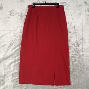 VTG Requirements Red Pencil Skirt Size 14 Midi Professional Office Slit Power